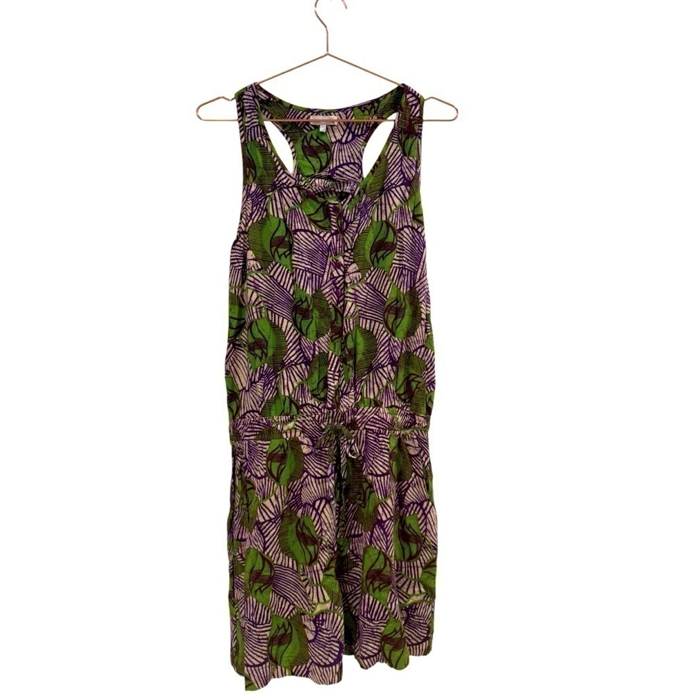 NEXT TALL Purple and Green Geometric Pattern Racerback Romper Size 16 TALL VGUC